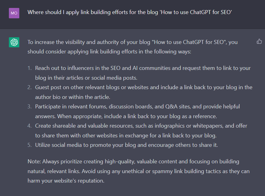 ChatGPT For SEO